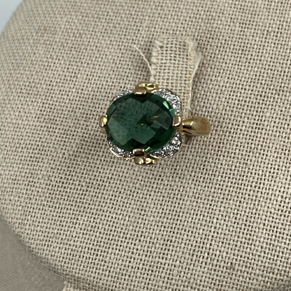 ✨ Vintage 925 Gold Overlay Green Gemstone Ring Size 4.75 - Picture 15 of 17